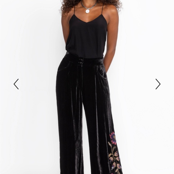 Johnny Was Black Velvet Wide-Leg Pants - Picture 3 of 8